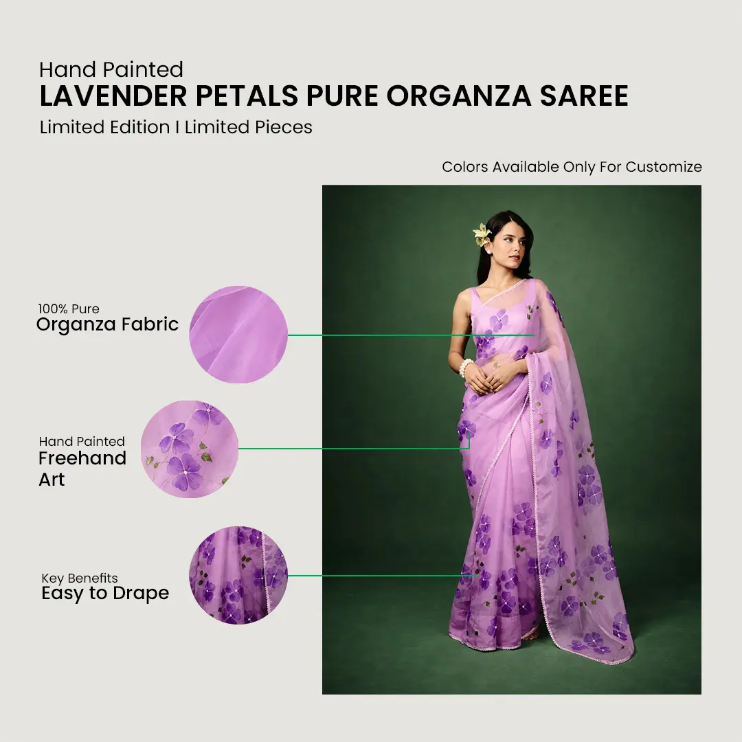 Crafted on soft pure organza fabric that offers a lightweight feel with an effortlessly elegant drape.
